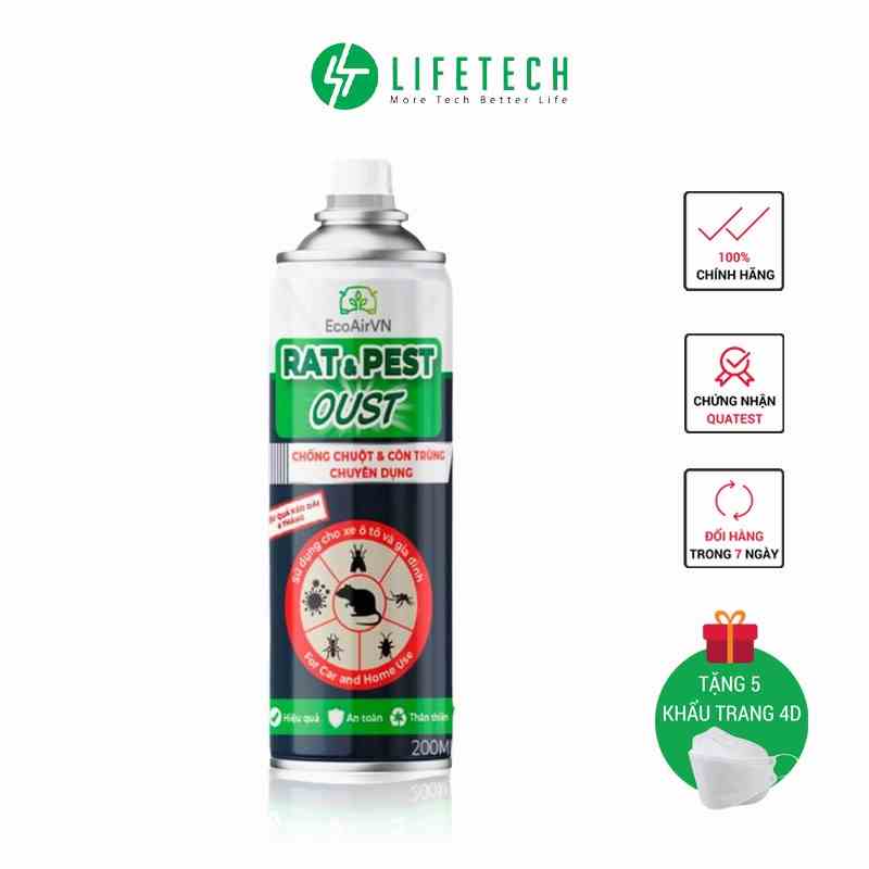 Xịt đuổi chuột cho gia đình Rat&PestOust EcoAirVn Lifetech Group tinh chất nồng độ cao đuổi chuột 100%