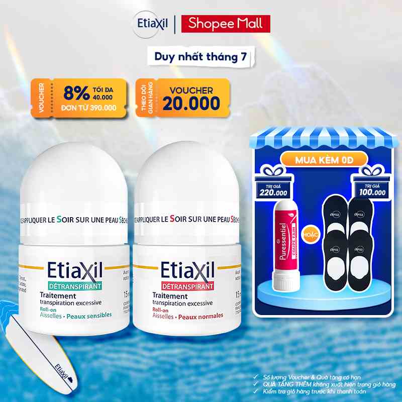 Combo 2 Lăn Khử Mùi Ngăn Mồ Hôi Etiaxil 15ml