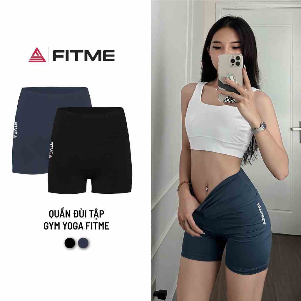 Quần đùi tập gym yoga Fitme legging nữ cạp cao nâng mông co giãn 4 chiều cao cấp QNTG