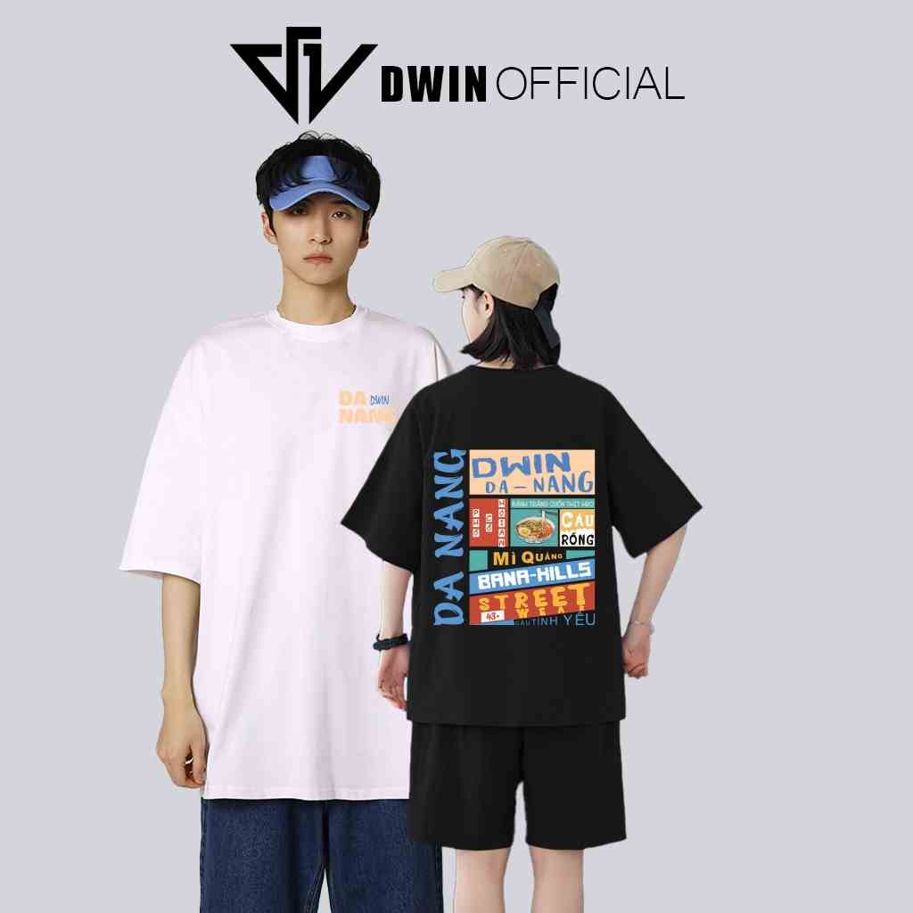 Áo thun chữ đà Nẵng unisex thời trang Dwin basic tee phông trơn nam nữ tay lỡ oversize form rộng