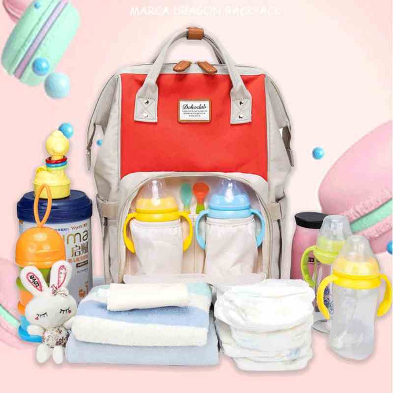 Balo túi đựng bỉm sữa cho mẹ và bé KidAndMom Dokoclub 12 Colors giữ nhiệt bình sữa, 13 ngăn đa năng, chống thấm