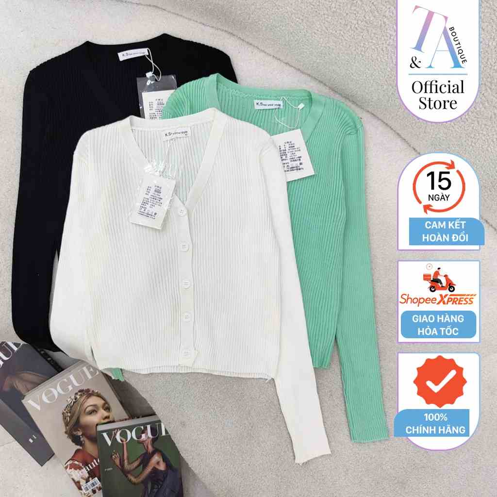 Áo cardigan len nữ mỏng màu đen đơn giản, dễ phối Chidu - TA043