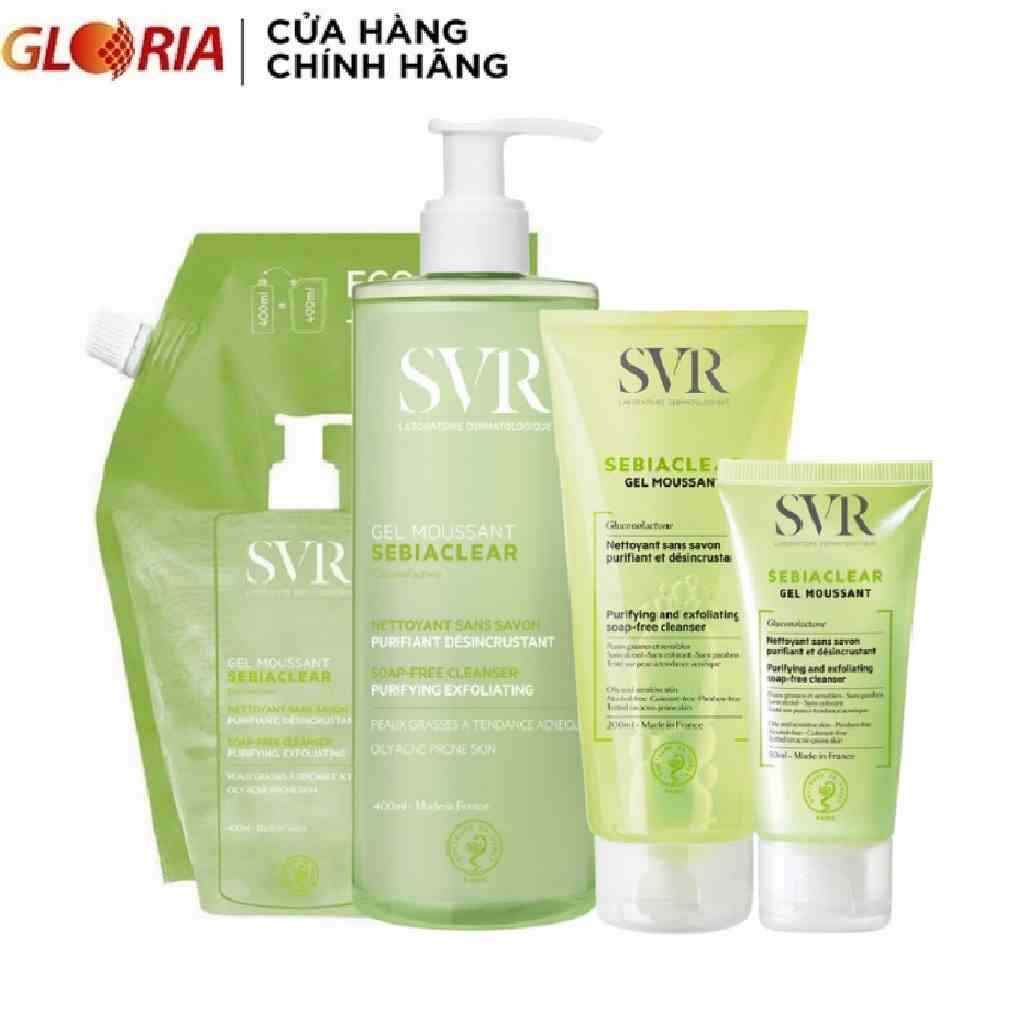 Gel Rửa Mặt Không Có Xà Phòng, Làm Sạch Và Loại Bỏ Tế Bào Da Chết SVR SEBIACLEAR Gel Moussant 55ml-200ml-400ml