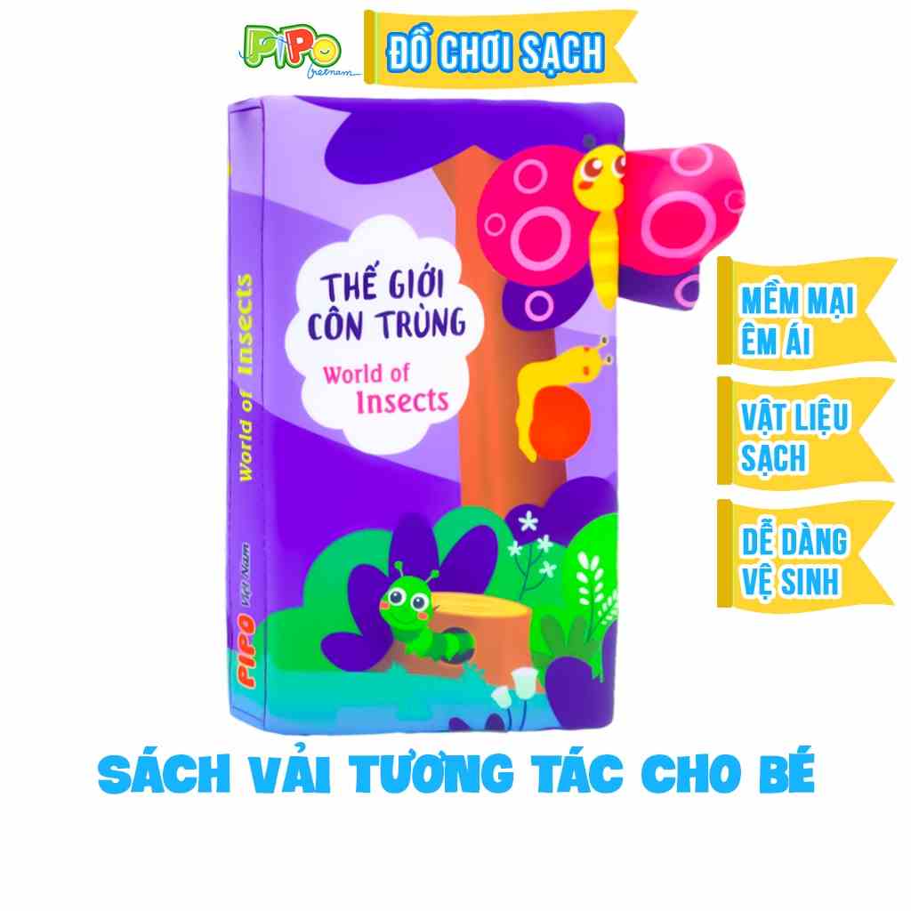 [Mã BMLTA35 giảm đến 35K đơn 99K] Sách vải cho bé PiPoVietnam tương tác đoán đuôi - Thế giới côn trùng