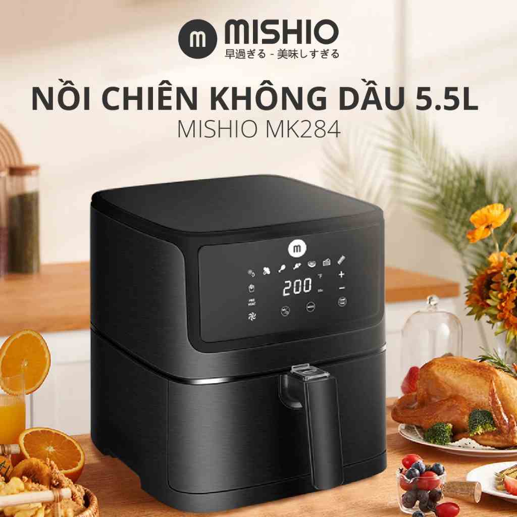 Nồi chiên không dầu 9L (5.5L) điện tử Mishio MK284 - Hàng chính hãng