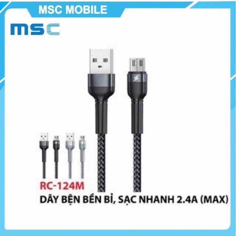 [Mã BMLTB35 giảm đến 35K đơn 99K] Cáp sạc REMAX Jany RC-124 sạc nhanh 2.4A sạc cho IP/Type C/Micro