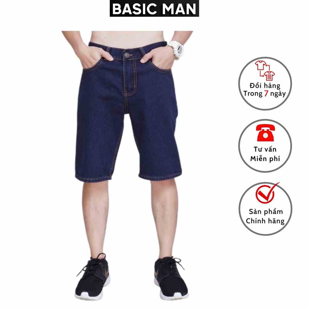 [Mã BMLTB35 giảm đến 35K đơn 99K] Quần short Jean BASIC MAN màu xanh dương đậm