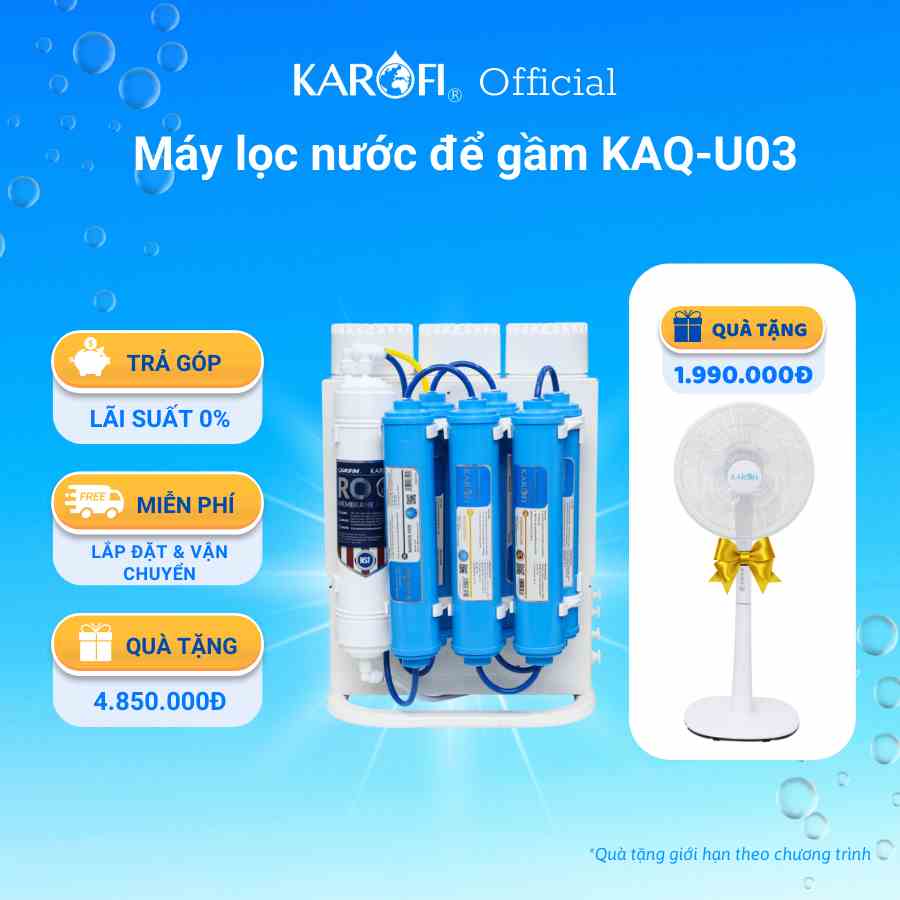 Máy lọc nước sạch để gầm không tủ 10 lõi lọc Karofi KAQ-U03 - Bảo hành 36 tháng