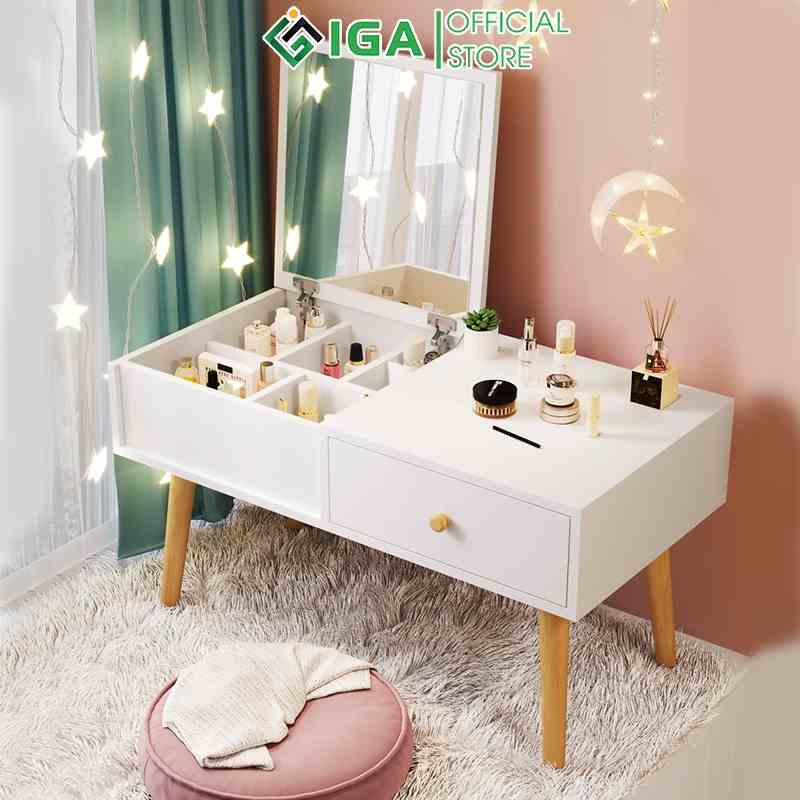 Bàn trang điểm mini ngồi bệt IGA ngồi bệt màu trắng hiện đại GP143