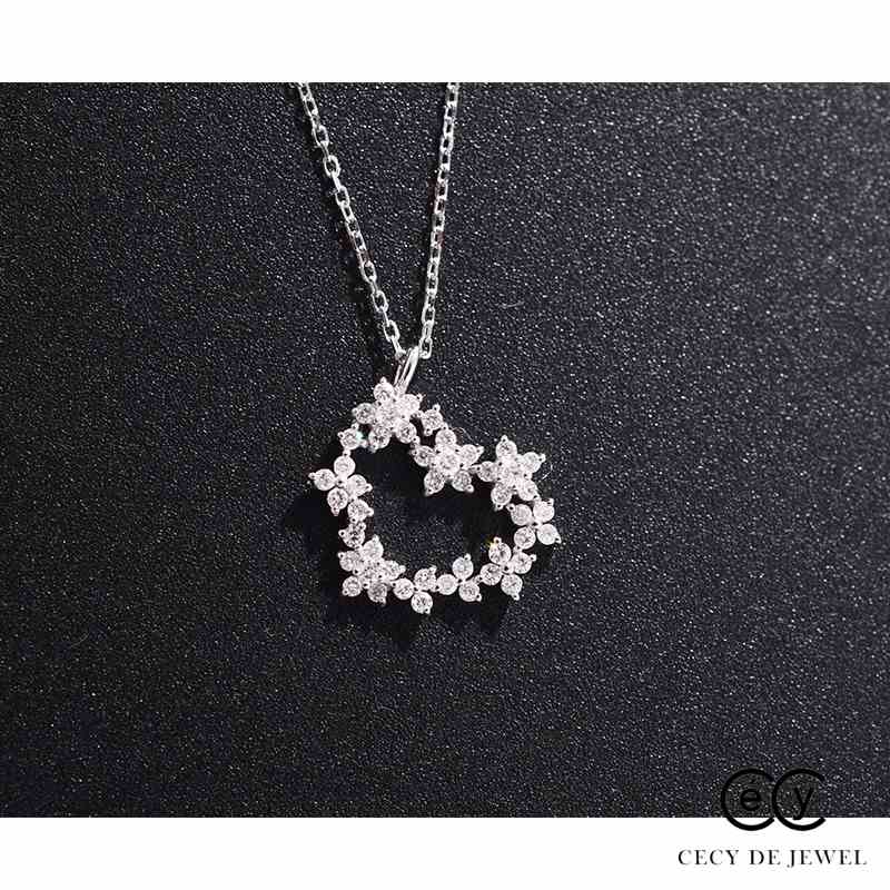 DÂY CHUYỀN BẠC Ý 925 PHA LÊ SWAROVSKI -HEART FLOWER