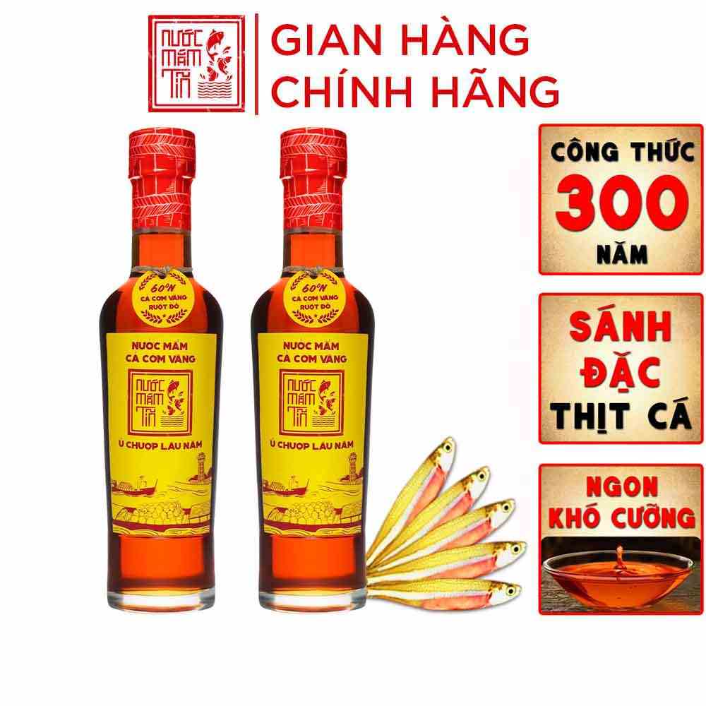 [Combo 2 chai 60 độ đạm] Nước Mắm Tĩn Cá Cơm Vàng Ruột Đỏ Độ Đạm 60N Chai Thuỷ Tinh 250ml Nước Mắm Truyền Thống Sạch