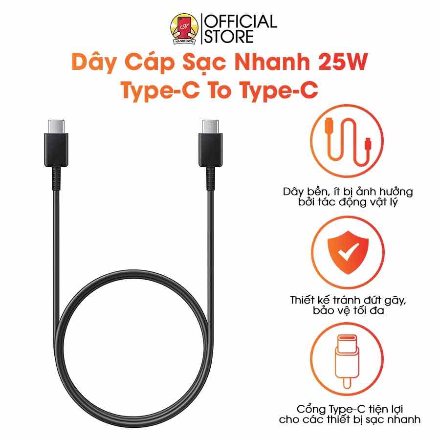 [Mã BMLTB35 giảm đến 35K đơn 99K] Dây cáp sạc nhanh 25w Type C To Type C 2 đầu USB Dài 1m chuẩn PD Handtown