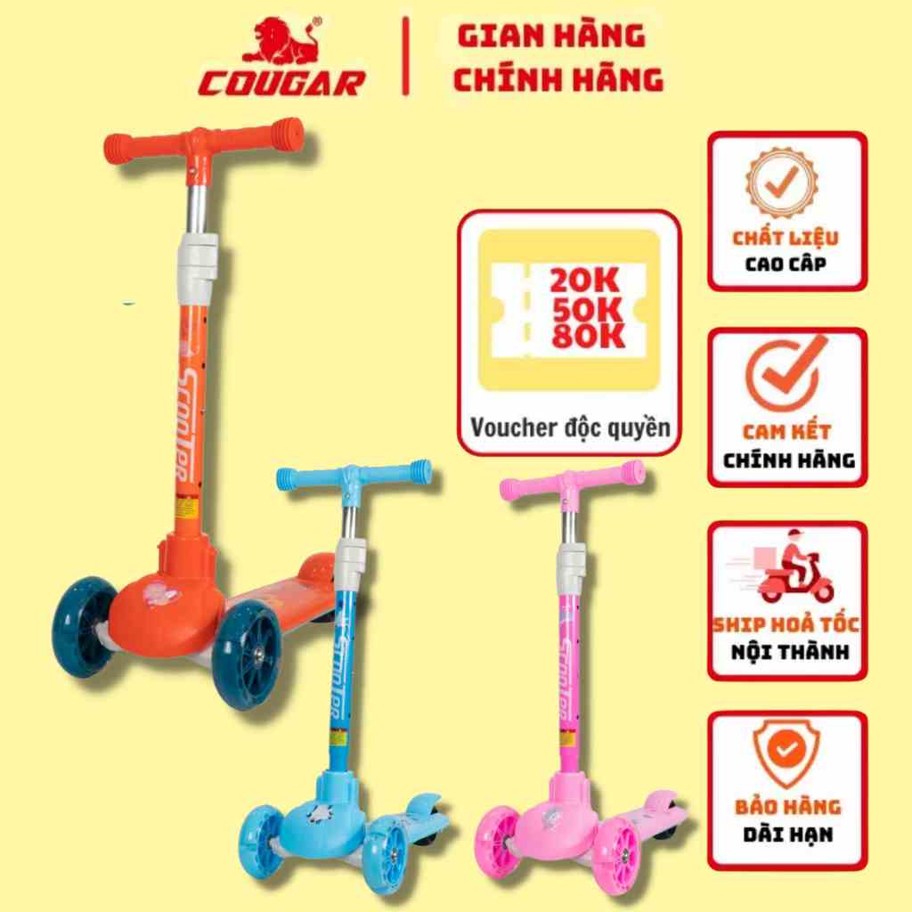 [Mã BMLTB35 giảm đến 35K đơn 99K] Xe Scooters Trẻ Em Cougar-202, Có 3 Bánh Thăng Bằng, Họa Tiết Cá Heo Đáng Yêu