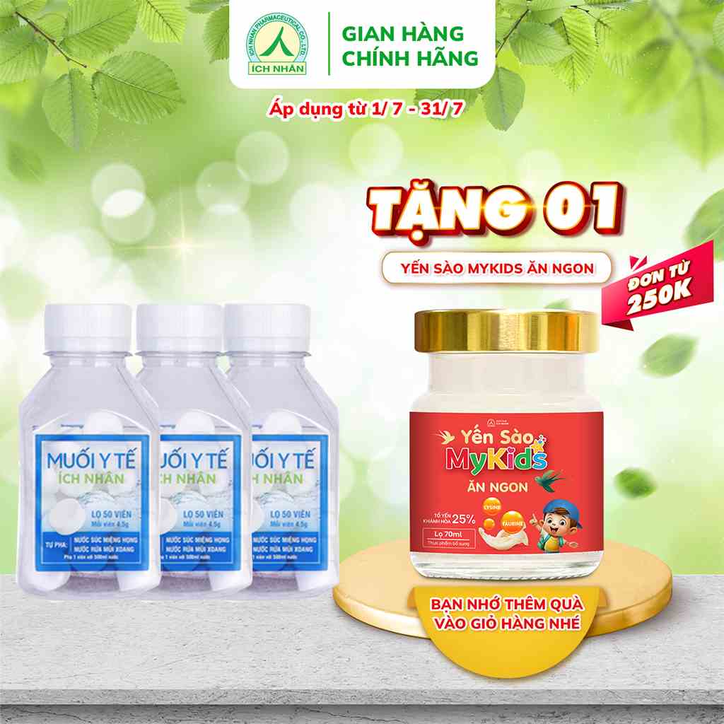 Combo 3 Lọ Viên Muối Ích Nhân Hỗ Trợ Làm Sạch Mũi Họng, Đường Hô Hấp Lọ 50 Viên