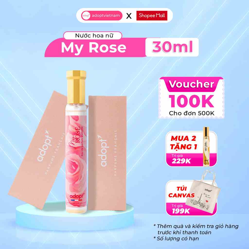 Nước hoa nữ Adopt MY ROSE tinh dầu thơm chính hãng Pháp lưu hương thơm lâu quyến rũ quý phái