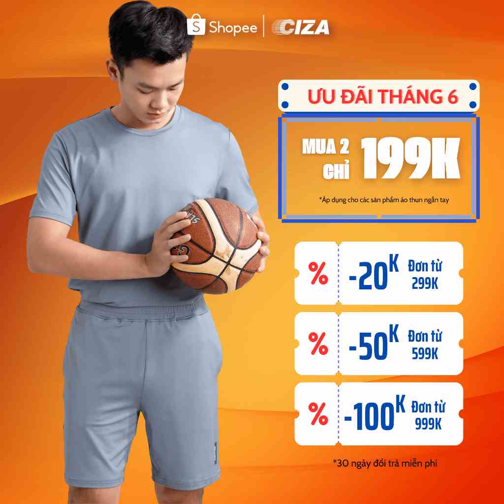 Quần đùi short thun ngắn nam CIZA phong cách thể thao dáng rộng cao cấp trẻ trung size S M L XL QSTR23