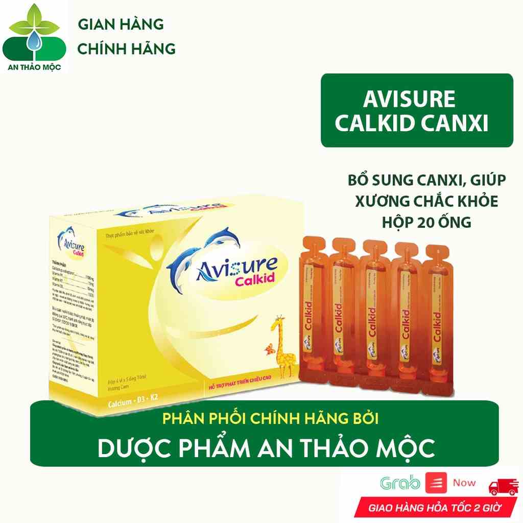 Siro Ống Bẻ Avisure Calkid Bổ Sung Canxi Nano Giúp Bé Phát Triển Chiều Cao Xương Răng Chắc Khỏe.Hộp 20 Ống