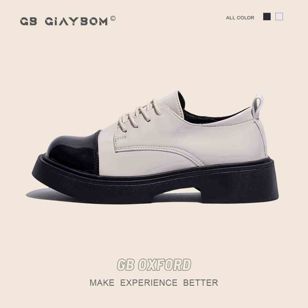 Giày Oxford Nữ Đế Cao Da Bóng Màu Đen Kem Nhẹ Êm Thời Trang giayBOM GB B2762