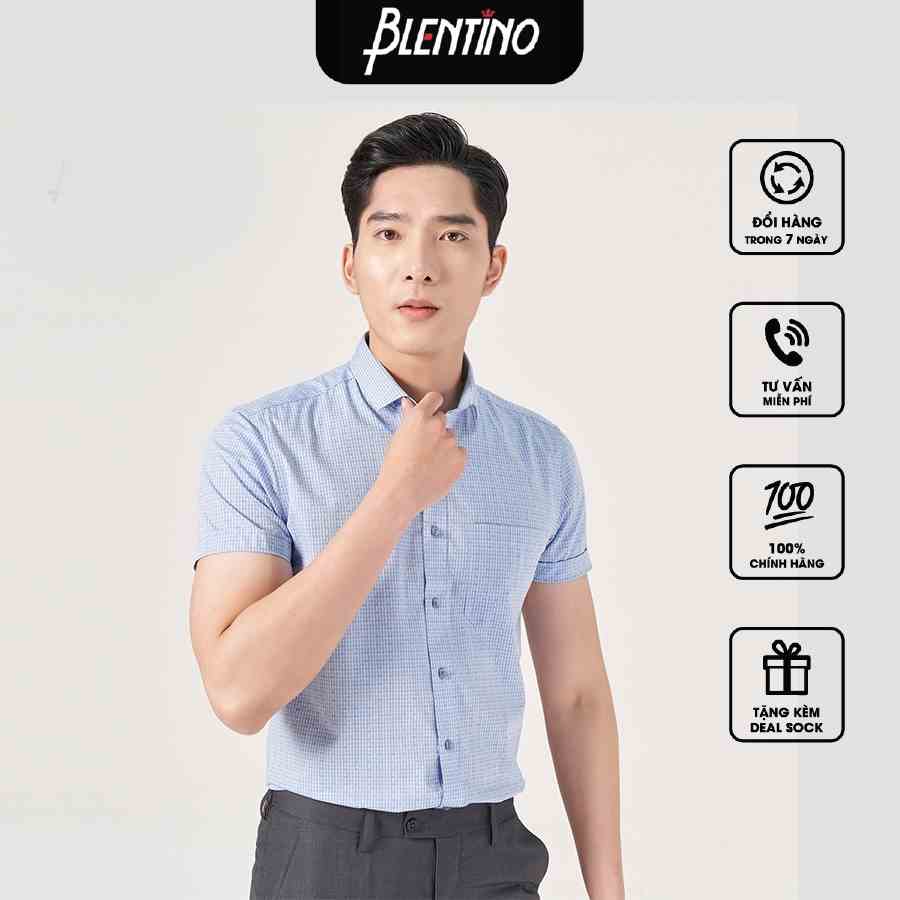 [Mã BMLTA35 giảm đến 35K đơn 99K] Áo sơ mi nam công sở vải cotton , chống nhăn ngắn tay BLENTINO BCV07(2)