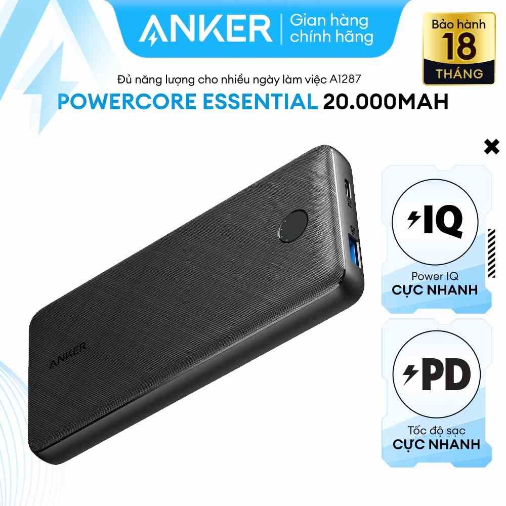 Pin Dự Phòng ANKER PowerCore Essential 20.000mAh Power Delivery - A1287