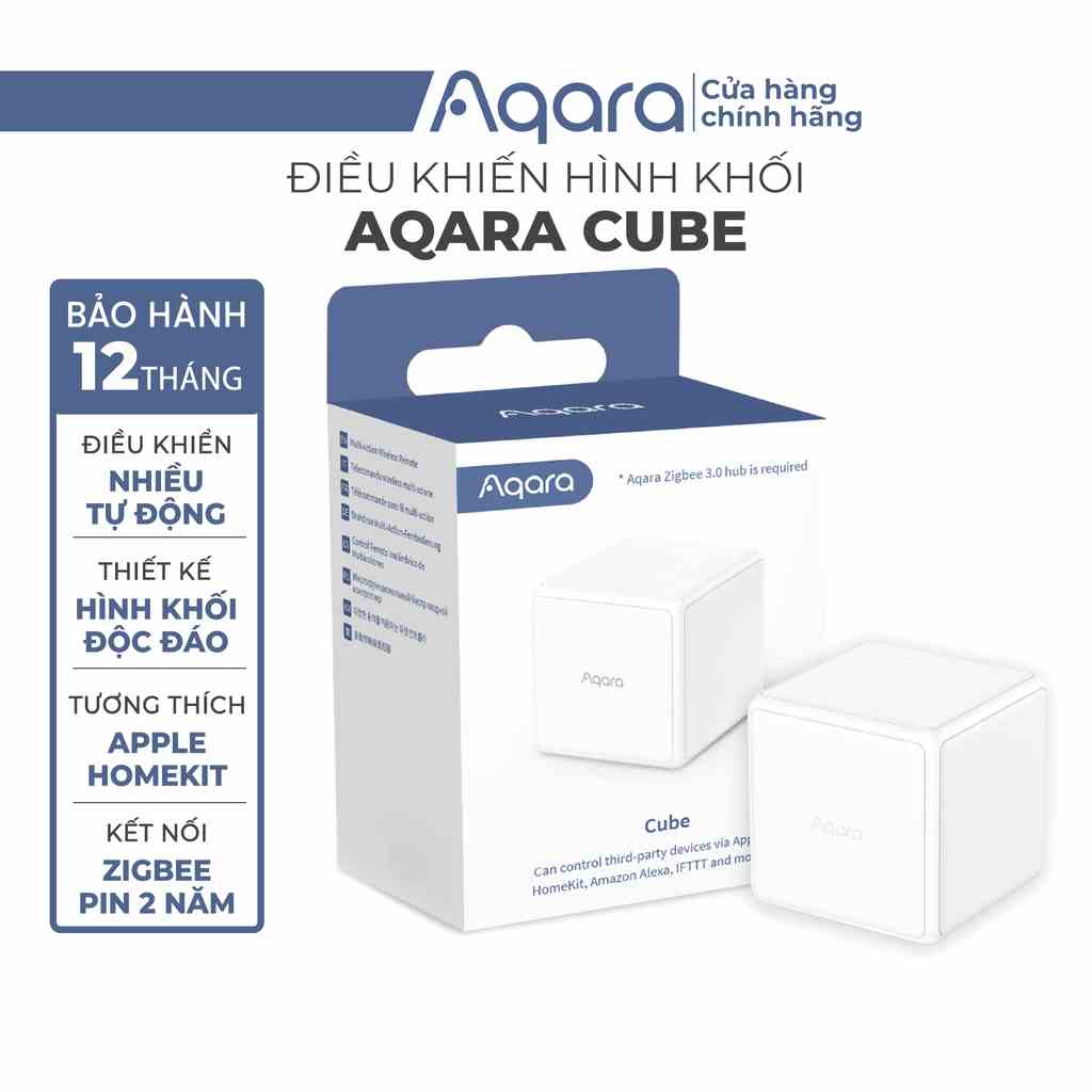 Thiết bị điều khiển hình khối Aqara Cube T1 Pro bản Quốc Tế Zigbee 3.0 - Tích hợp 6 thao tác, Cần trang bị Hub, BH 12th