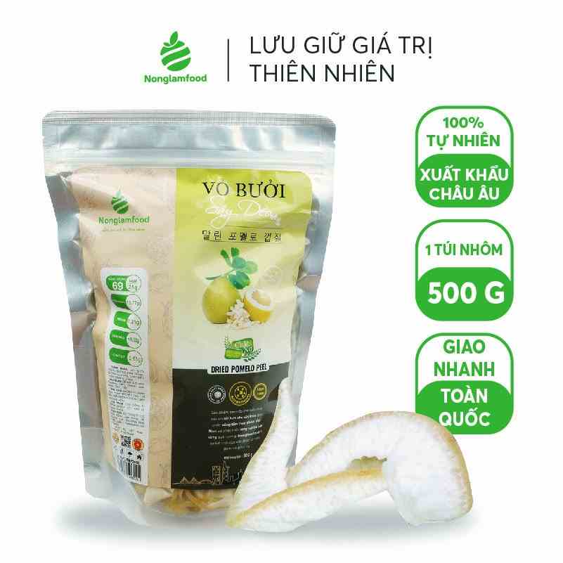 Vỏ bưởi sấy dẻo Nonglamfood túi 500g | Giảm cân, ăn kiêng hiệu quả, tăng cường đề kháng tự nhiên