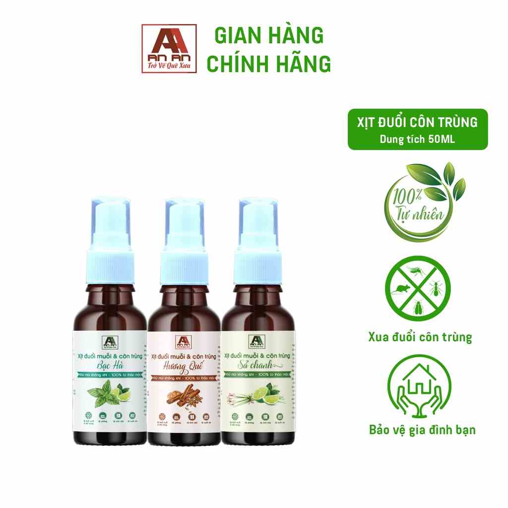 Xịt Tinh Dầu Đuổi Muỗi & Côn Trùng An An Tinh Chất Quế 50ml.