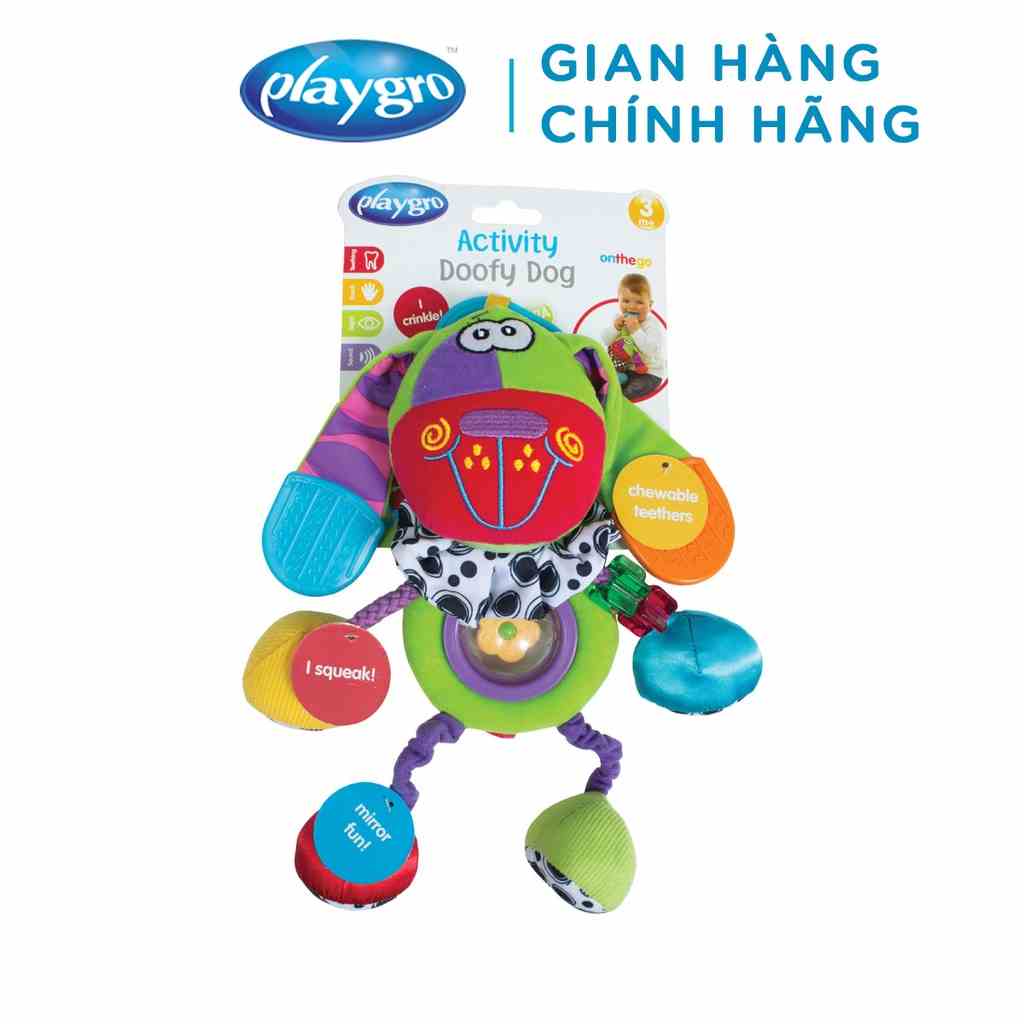 [Mã BMLTB200 giảm đến 100K đơn 499K] Đồ chơi treo nôi và xe đẩy chó Doofy Dog ngộ nghĩnh Playgro, cho bé từ 3 tháng