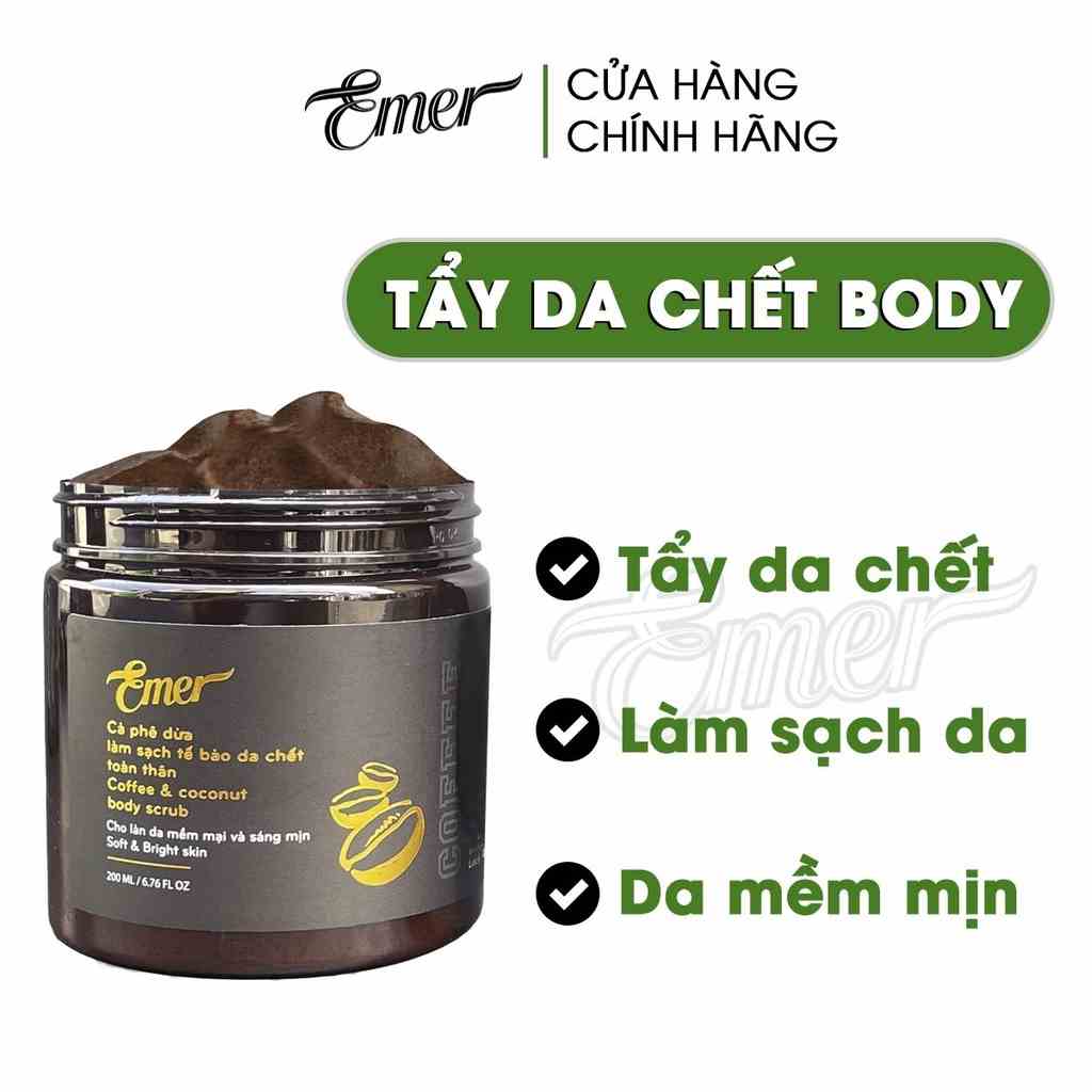 [Mã BMLTB35 giảm đến 35K đơn 99K] Tẩy tế bào chết body cà phê dừa Emer Garin 200ml cho da sáng mịn và đều màu