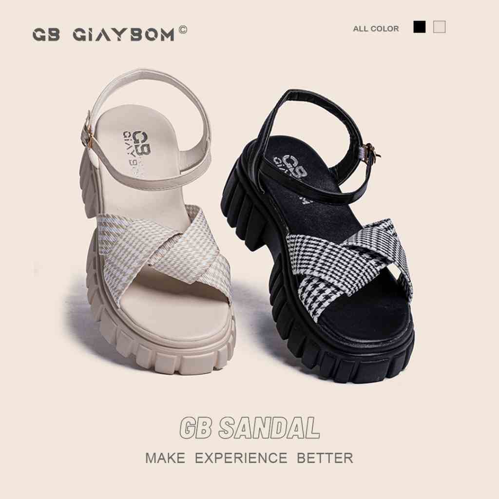 Giày Sandal Nữ Cao Gót Quai Chéo Khóa Cài Thích Hợp Đi Học, Đi Chơi Màu Đen Trắng Thời Trang Giày BOM B1308