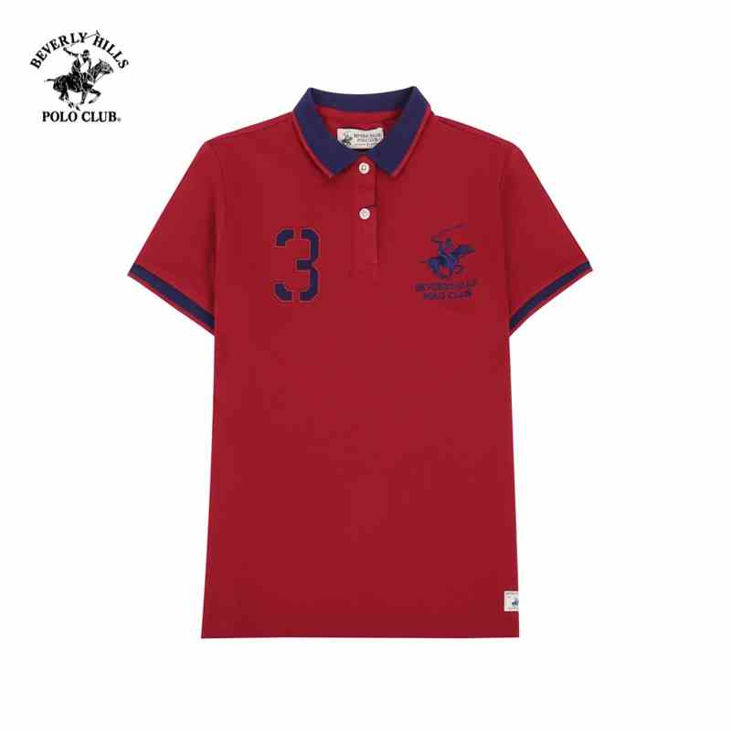 [Mã BMLTB35 giảm đến 35K đơn 99K] Beverly Hills Polo Club - Áo polo Ngắn tay Nữ Trendy Đỏ đậm 08 DBK08- BHPC WAPN0027