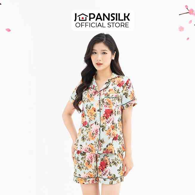 [Mã BMLTA35 giảm đến 35K đơn 99K] Đồ Ngủ Pijama Lụa Satin Cao Cấp JAPAN SILK Áo Cộc Quần Cộc Họa Tiết Hoa Hồng BC066