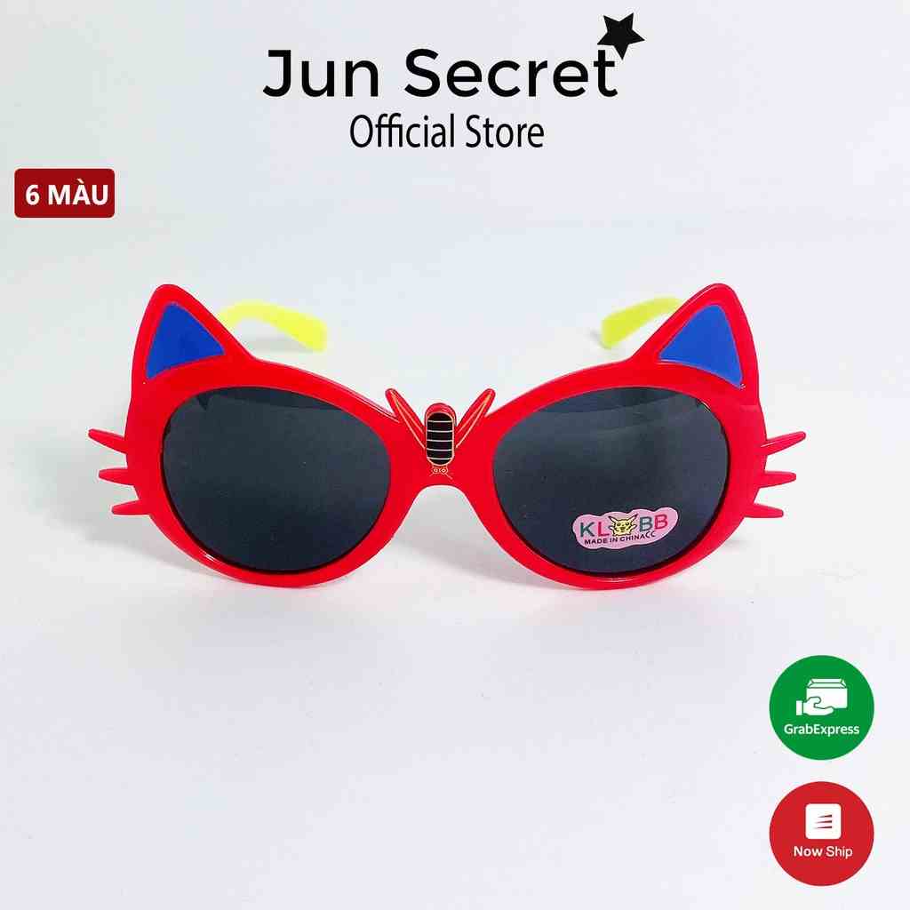 Kính mát trẻ em Jun Secret kiểu kính hình mèo đáng yêu dành cho bé trai và bé gái từ 1 đến 5 tuổi JS3008