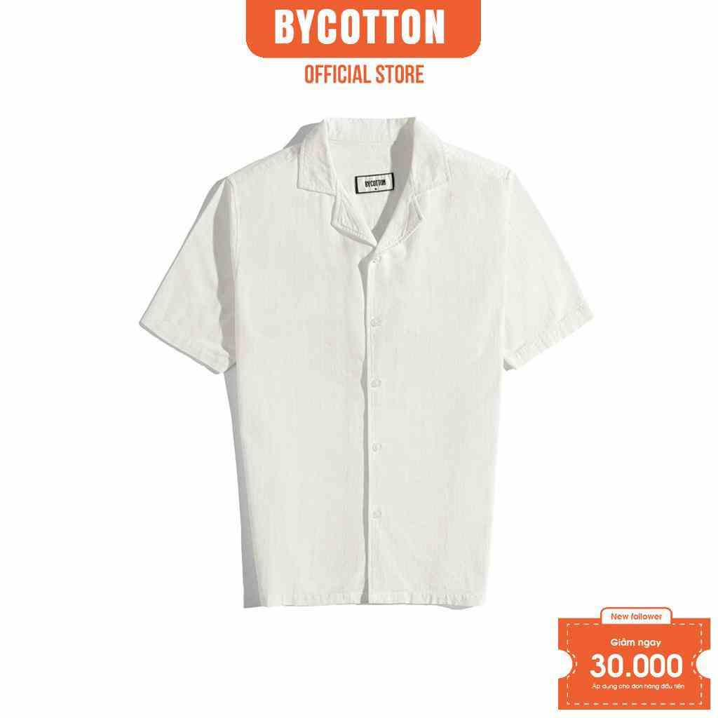 [Mã BYCO300T8 giảm 30% đơn 0K] Áo Sơ Mi LINEN Tay Ngắn White BY COTTON