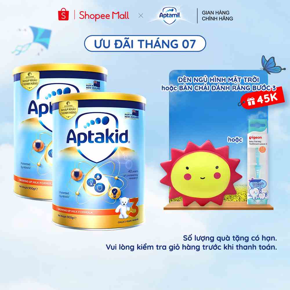 Combo 2 Sữa bột Aptakid New Zealand hộp thiếc 900g cho bé từ 24 tháng