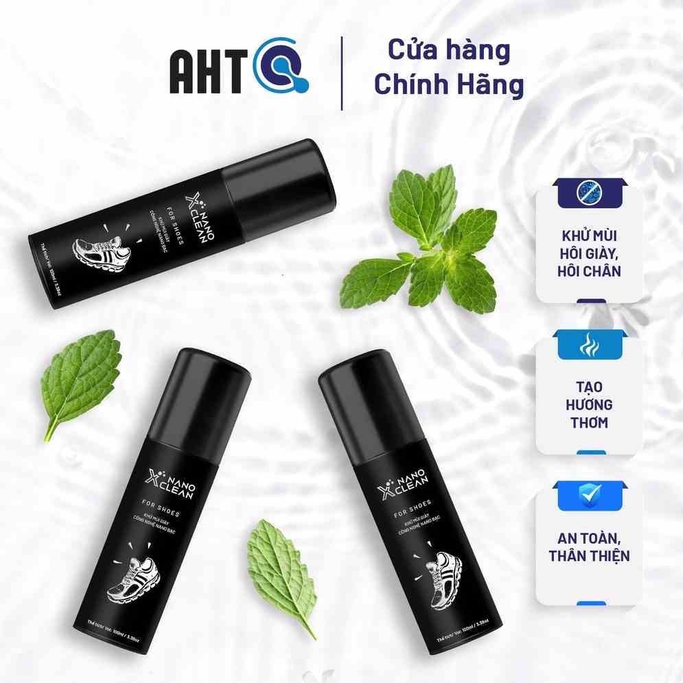 [Combo 3] chai xịt giày diệt khuẩn khử mùi hôi giày, khử mùi hôi chân Nano Xclean For Shoes - Nano Bạc AHT Corp 100ml