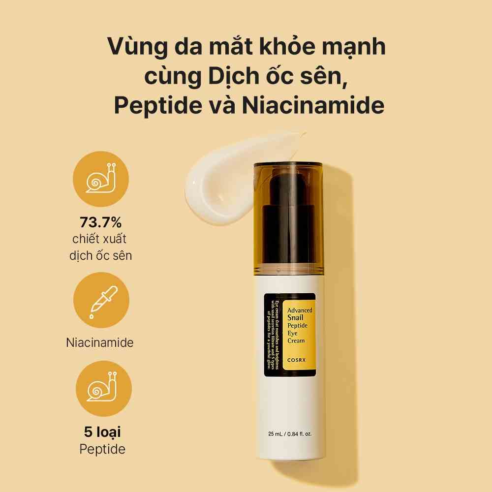 Kem dưỡng da mắt COSRX Advanced Snail Peptide Eyecream 25ml chiết xuất ốc sên cao cấp