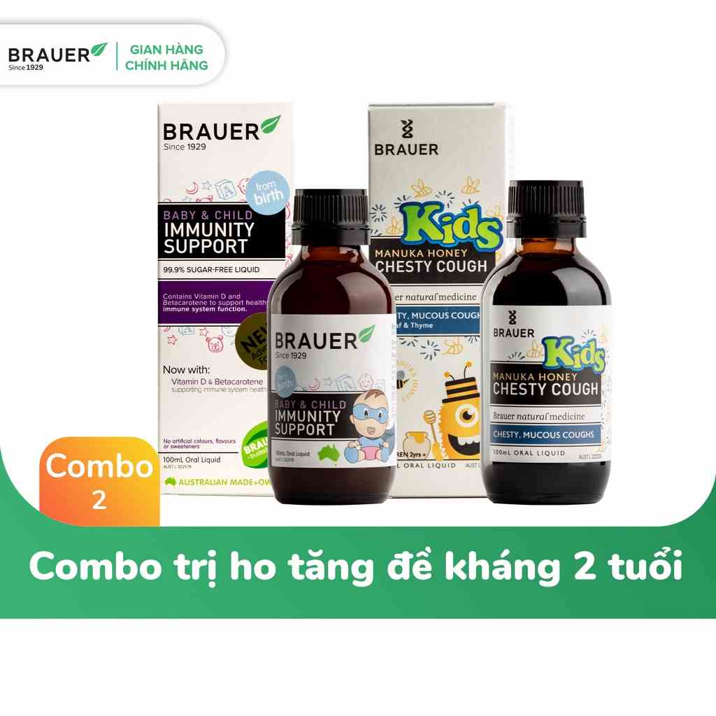 Combo Brauer Giảm Ho & Tăng Đề Kháng cho trẻ 2 tuổi (100ml)