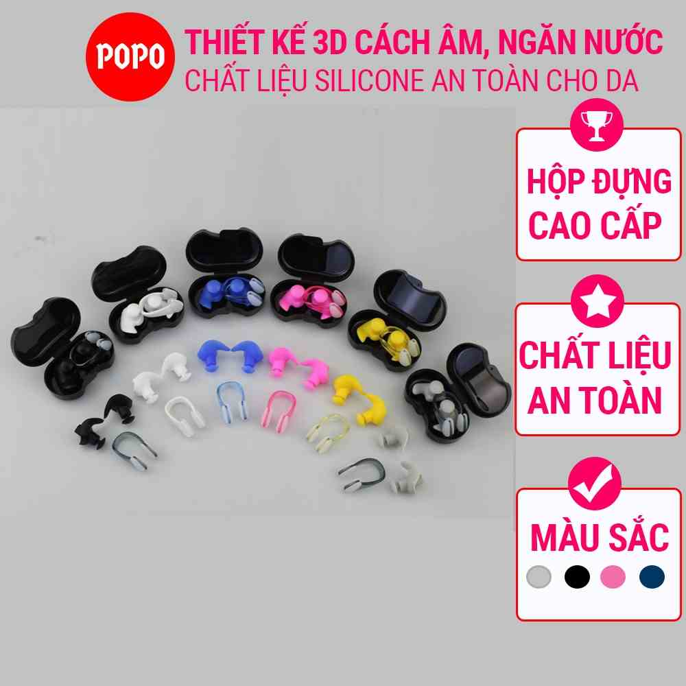 Bộ bịt tai kẹp mũi thiết kế 3D cách âm, ngăn nước tuyệt đối dùng khi bơi trong bộ sưu tập thể thao dưới nưới EP3 POPO