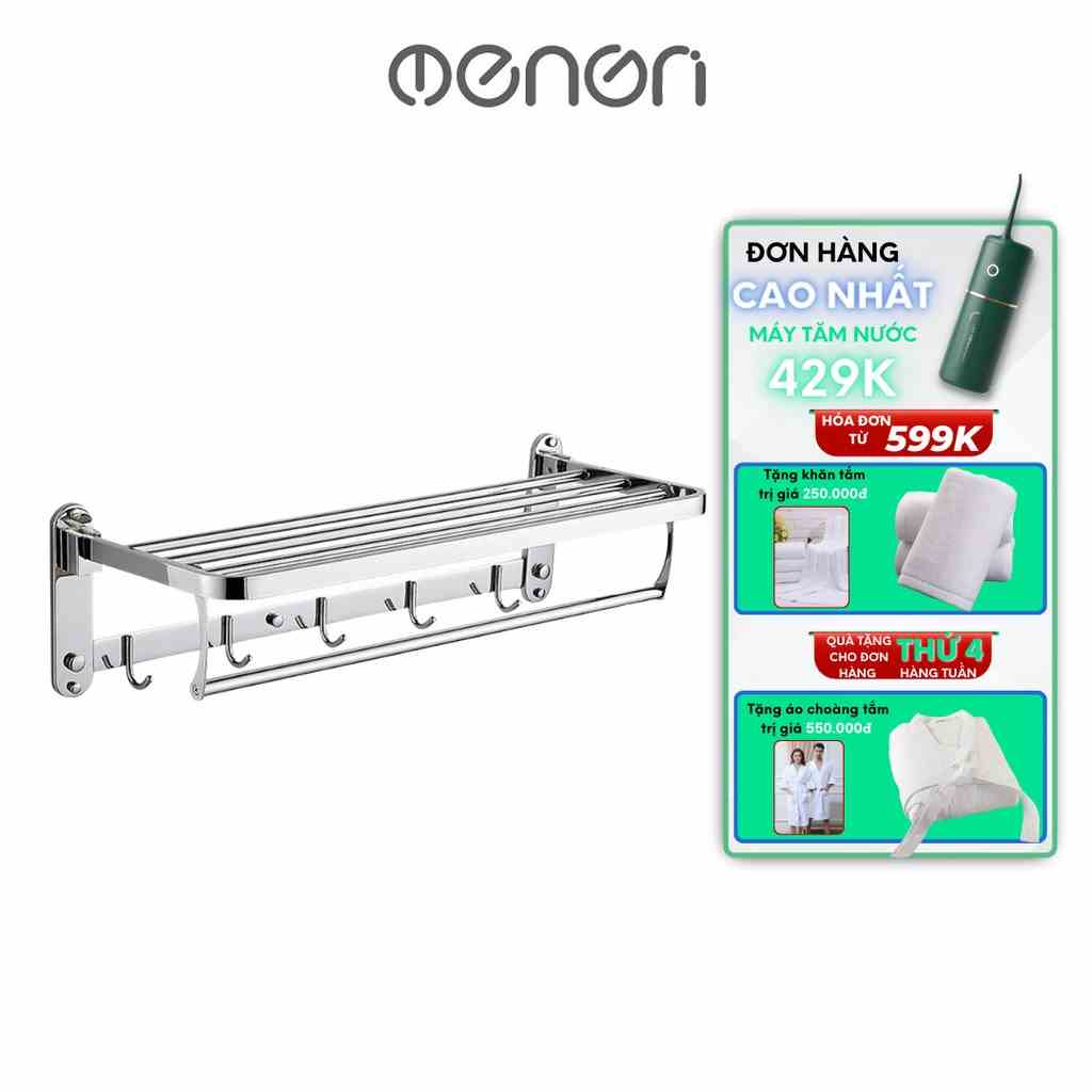 Giá Treo Khăn Tắm INOX 304 Kích thước 60cm Kèm Bộ Đinh Vít Khoan Tường - OENON