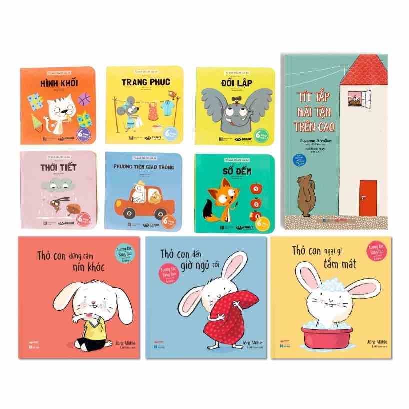 [Mã BMLTA35 giảm đến 35K đơn 99K] Sách - Combo boardbook bồi cứng thiết kế riêng cho trẻ 0-3 tuổi - Crabit Kidbooks