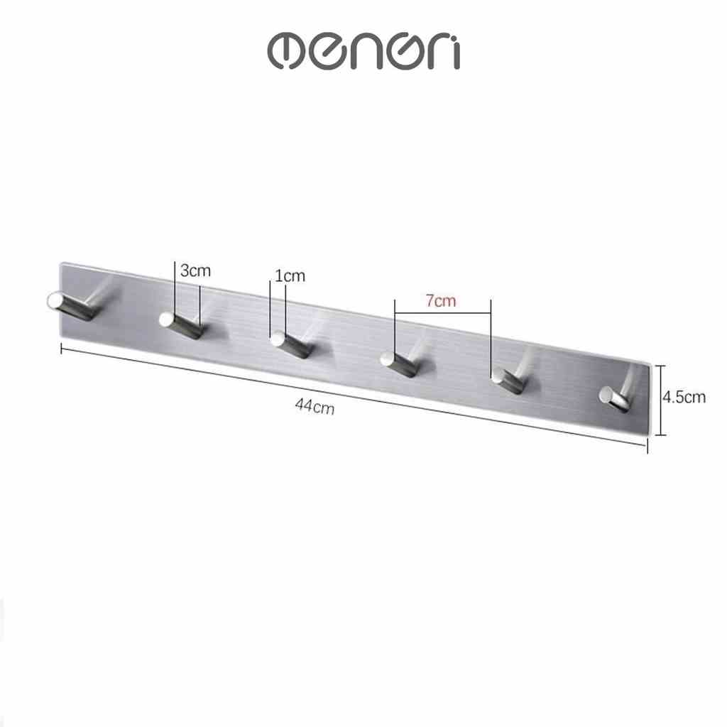 Móc Treo Quần Áo 6 Chấu INOX SUS304 Lắp Đặt Dán Tường Gạch Men Keo Dán 3M Siêu Chắc - OENON