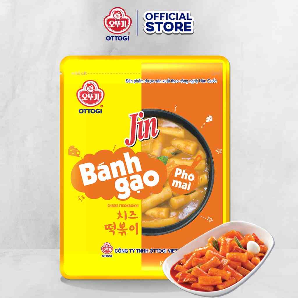 Bánh gạo Tokbokki Jin Phô Mai Ottogi gói 164g