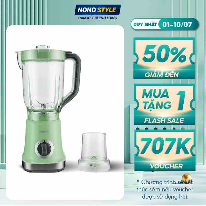 Máy Xay Sinh Tố Đa Năng Nonostyle, Công Suất 500W, Dung Tích 1,8 Lít, Bảo Hành 12 Tháng