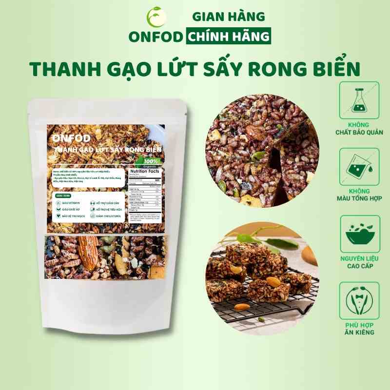 Thanh gạo lứt sấy rong biển 250g 500gONFOD ăn kiêng giảm cân, bánh ăn kiêng healthy eat clean thực dưỡng