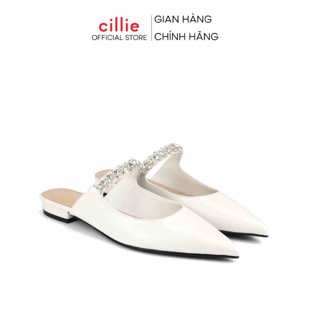 Giày Sục Nữ Cillie Quai Ngang Đính Đá Đế Bằng 1140