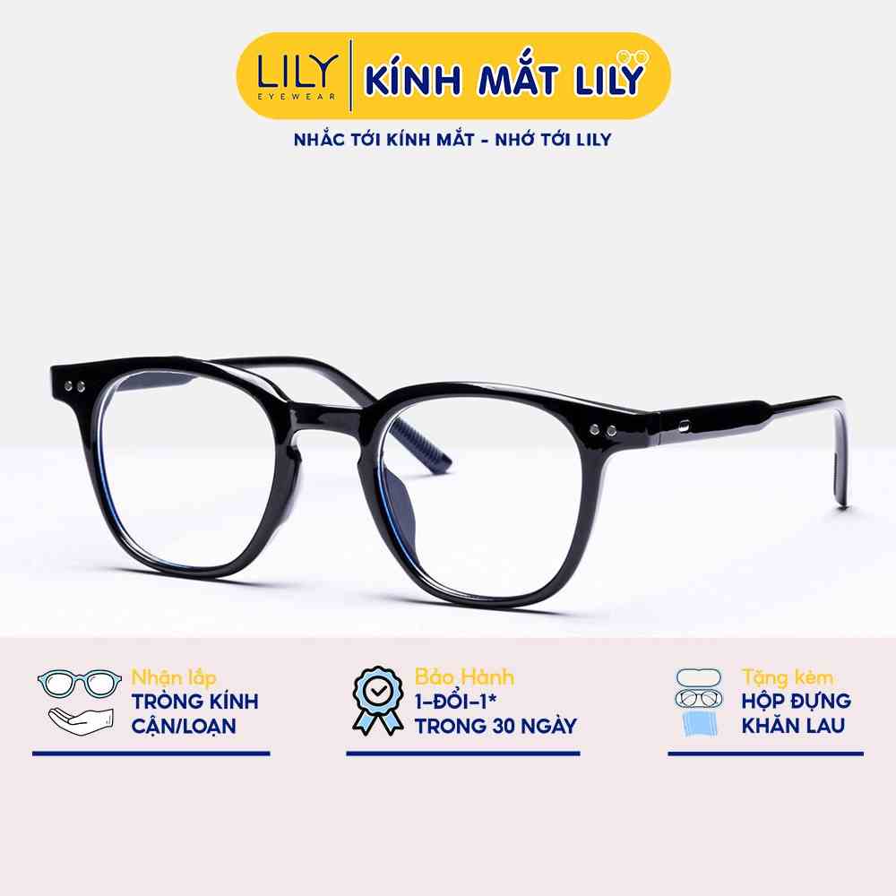 Kính thời trang nam nữ đẹp LILYEYEWEAR mắt vuông giả cận chống ánh sáng xanh LUTTO 3531