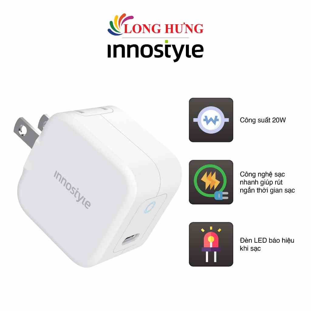 Cốc sạc Innostyle Minigo III 1Type-C PD20W IC20PDWHI - Hàng chính hãng