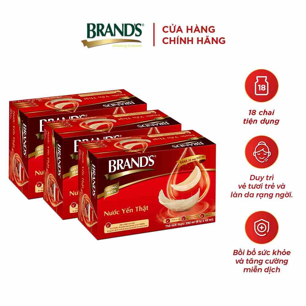 [Mã BMLTB200 giảm đến 100K đơn 499K] Combo 3 Nước yến thật BRANDS Đường Phèn (42 ml x 6 lọ)