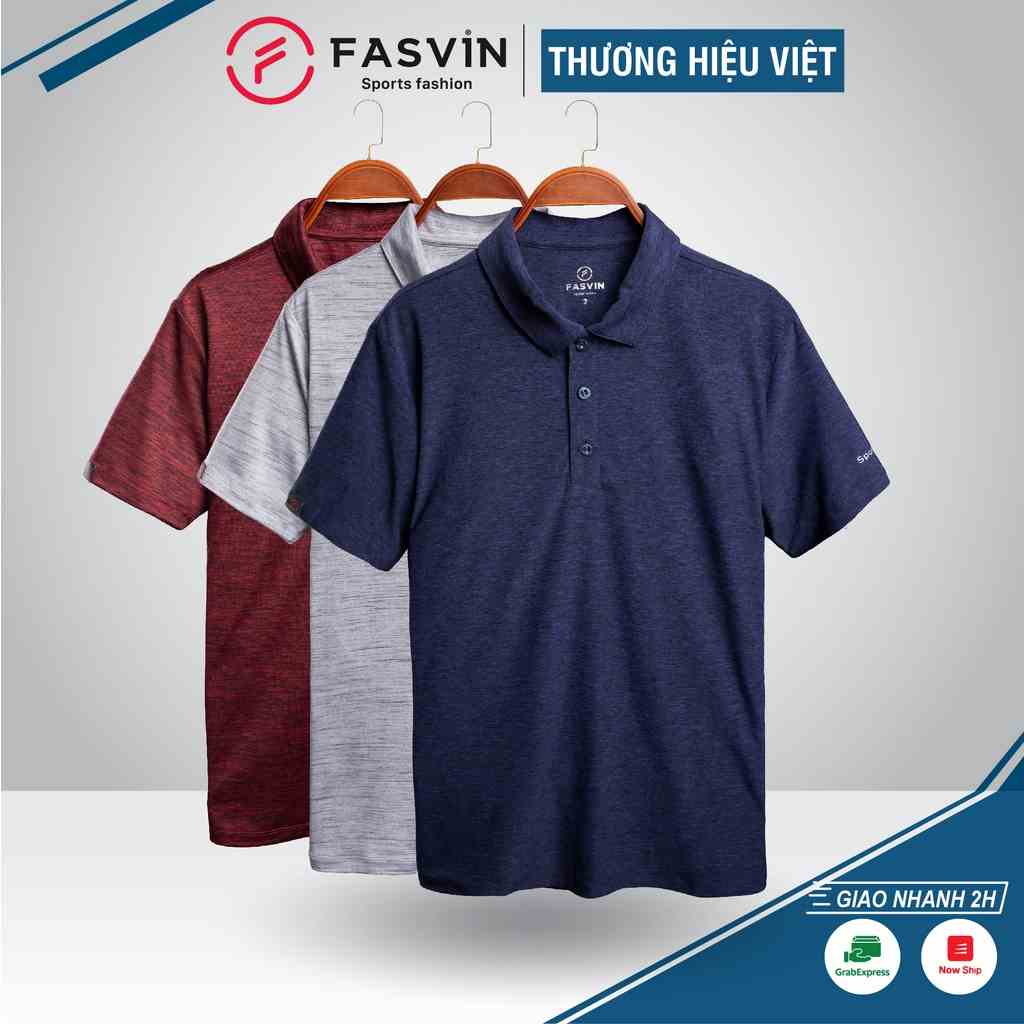 Áo Thun Thể Thao Nam Có Cổ Ngắn Tay FASVIN Chất Vải Lạnh Trơn Mát PL21467.HN Hàng Nhà Máy Đẹp Kỹ